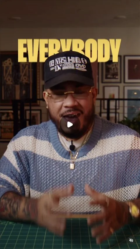 Adrian speaking to camera beneath a large on-screen opening word.