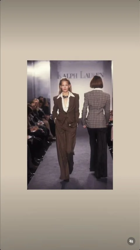 A fashion campaign image presented in a compilation of recognizable brand ads.