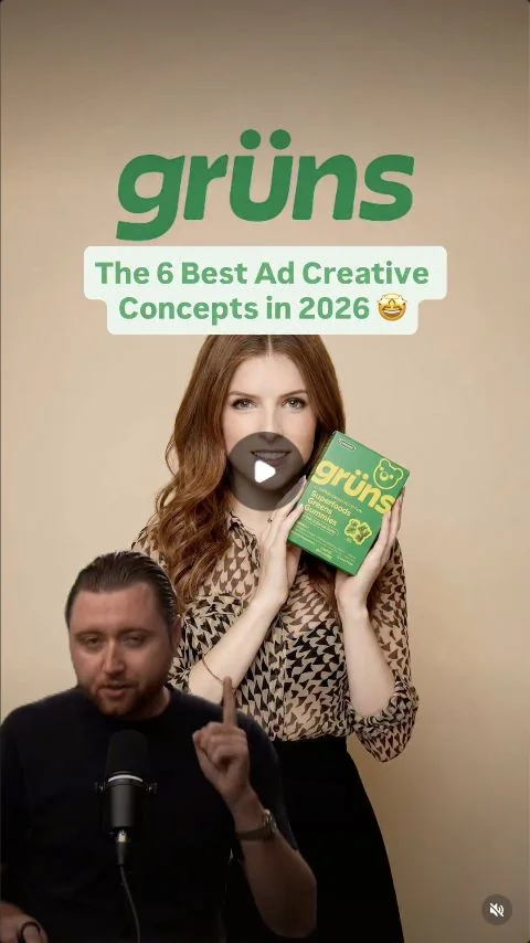 Chase Chappell discussing creative concepts over a Grüns brand example.